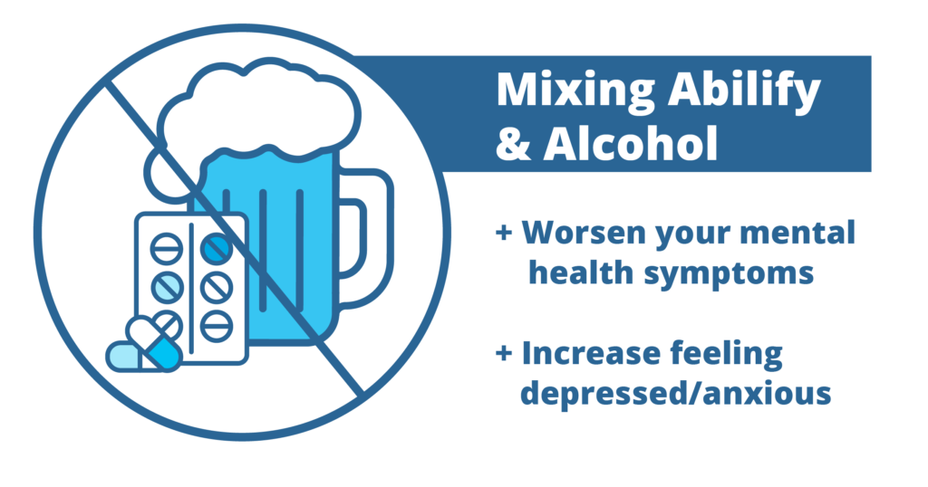 mixing abilify and alcohol can worsen your mental health symptoms and increase feeling depressed/anxious